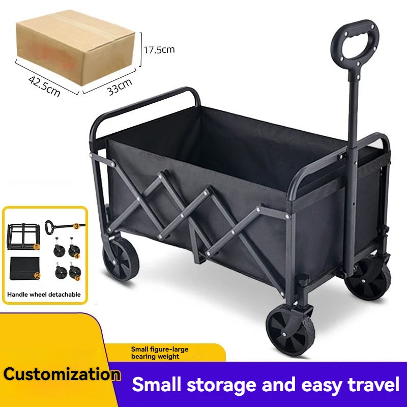 3 Cross Design Folding Cart 150kg Load Q195 Steel Tube 600D Oxford Portable Hand Truck for Warehouse