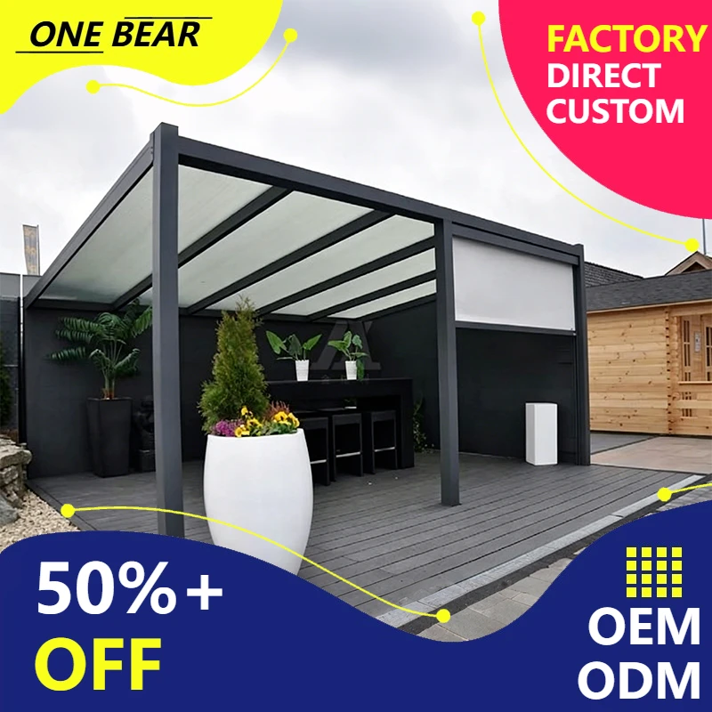 Any Size Custom Reinforced Steel Push Pull Pavilion Household Sun Rain Block Outdoor Court Villa Lawn Stable Relax Shelter