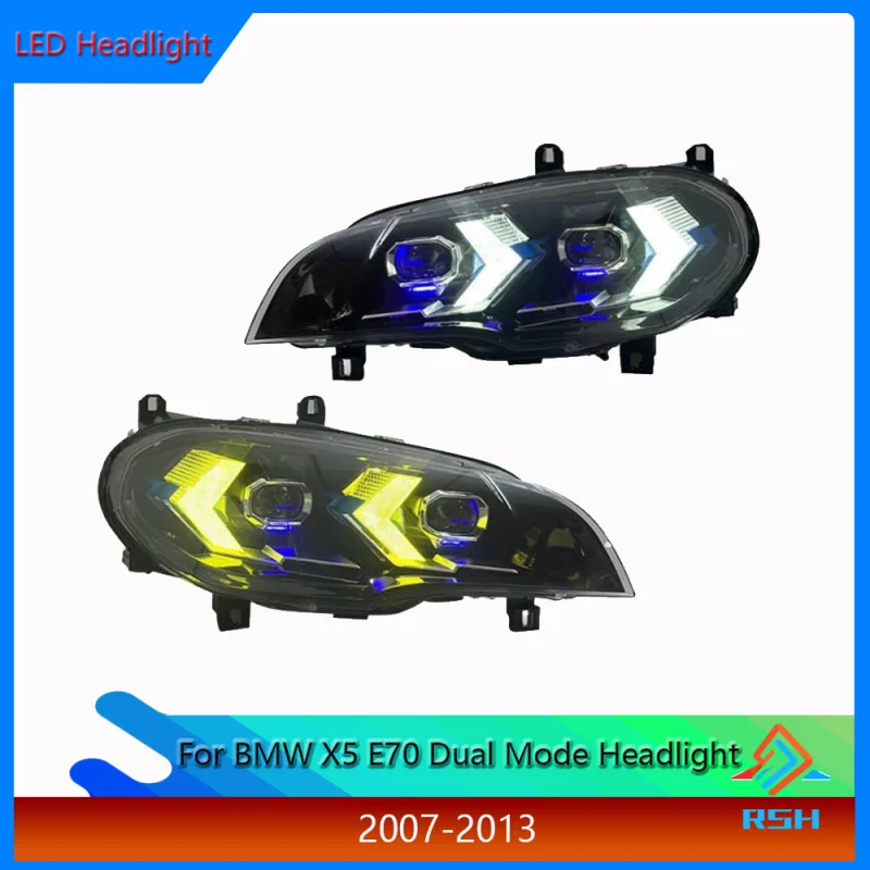 

Front Lamp For BMW X5 E70 Headlight Assembly 2007-2013 Arrow Dual Mode Daytime Running Light Old To New Headlight Accessories