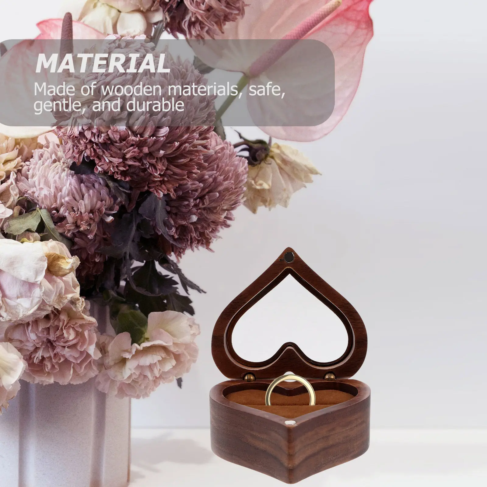 

Wooden Ring Storage Box Elegant Jewelry Display Case for Wedding Proposal Rings Organized Desktop Jewelry Holder Ring Tray Gift