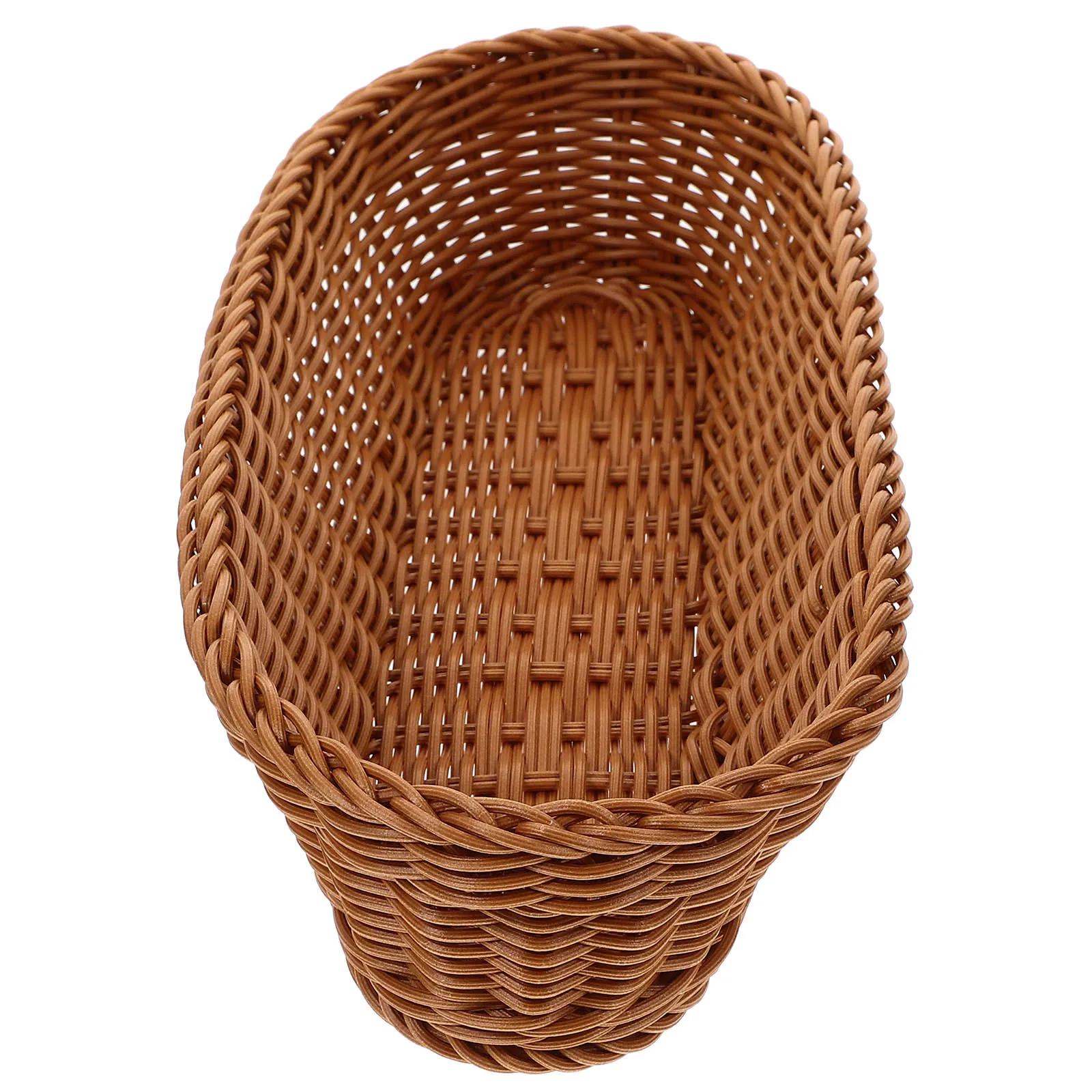 

Woven Fruit Plastic Storage Organizer Kitchen Bread Snacks Holder Decorative Imitation Rattan Basket Tabletop Sundries