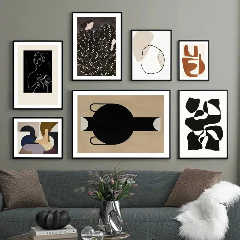 Minimalist Nordic Posters Abstract Lines Woman Color Block Wall Art Print Canvas Painting Sofia Lind Pictures Living Room Decor