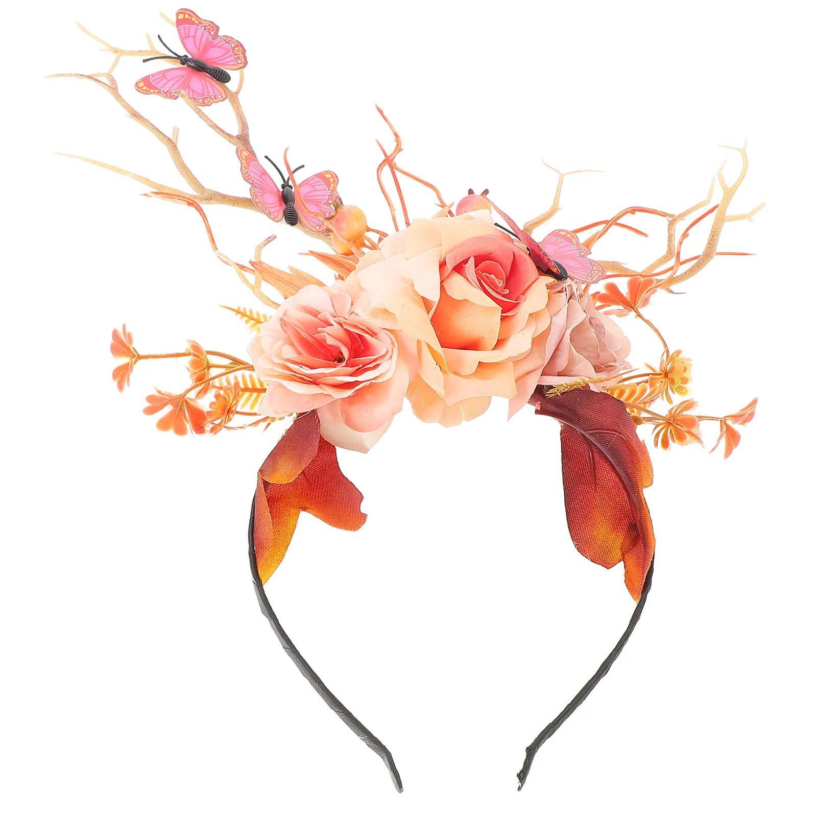 

Tree Branch Headband with Artificial Blooms Unique Lightweight Hair Ornament for Costume Parties Masquerade Events Festival Wear