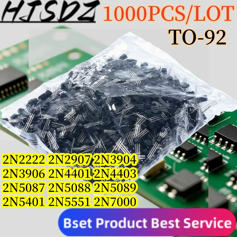 【1000PCS/LOT】 2N2222 2N2907 2N3904 2N3906 2N4401 2N4403 2N5087 2N5088 2N5089 2N5401 2N5551 2N7000 PN2222 Transistors TO-92