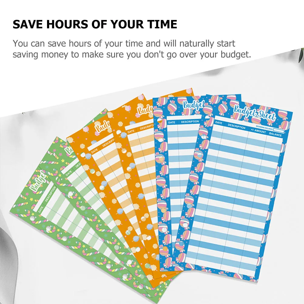 

50 Sheets Portable Budget Sheets Cash Binder Refills Expense Tracker Candy Print Card Inserts Budget Binder Inserts