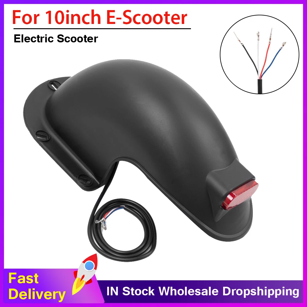 Universal Rear Fender With Taillight For 10inch Electric Scooter Wings Rear Mud Guard Splash Proof Support Protection Parts