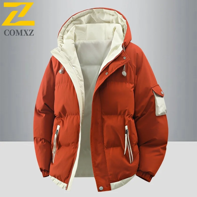 زوجين سترة قطن 2025 عنصر جديد وهمية قطعتين سميكة يندبروف الدافئة مقنعين سترات في الهواء الطلق عادية تنوعا سستة معطف القطن #2