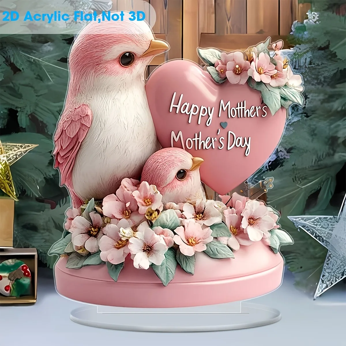 

Mother's Day Spring Pink Parrot Tabletop Ornament Mother's Day Family Tabletop Gift