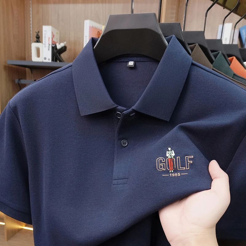 High end brand fashion short sleeve polo shirt luxury letter embroidery men's summer comfort breathable new golf casual T-shirt