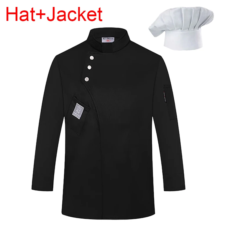 Veste de cuisinier professionnelle et casquette de cuisine, ensemble uniforme de travail de cuisine de service alimentaire, Costume de Chef de Restaurant, vêtements de travail de boulangerie et de café