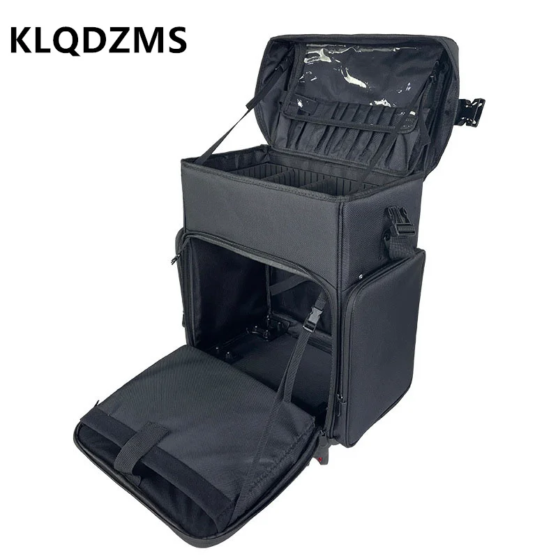 KLQDZMS Oxford Cloth Cosmetic Case Women's Large-capacity Beauty Manicure Toolbox 2-in-1 Cosmetic Bag with Wheels Luggage