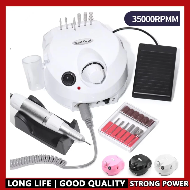 

35000RPM Electric Nail Drill Machine Cutter Set Nail Gel Polisher Nail tools Salon Equipment Strong Polishing Tool Nail File Kit