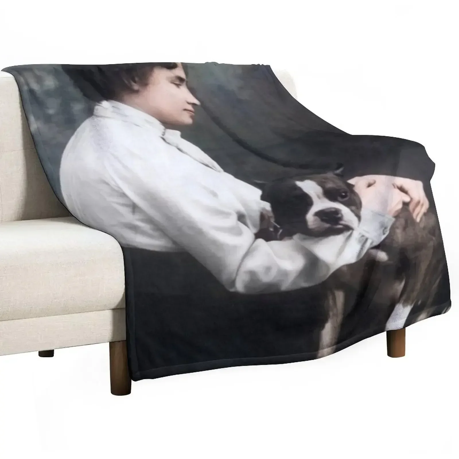 Helen Keller and her Dog Throw Blanket Loose Plaid on the sofa Thins Designers Baby Bed Fashionable Blankets