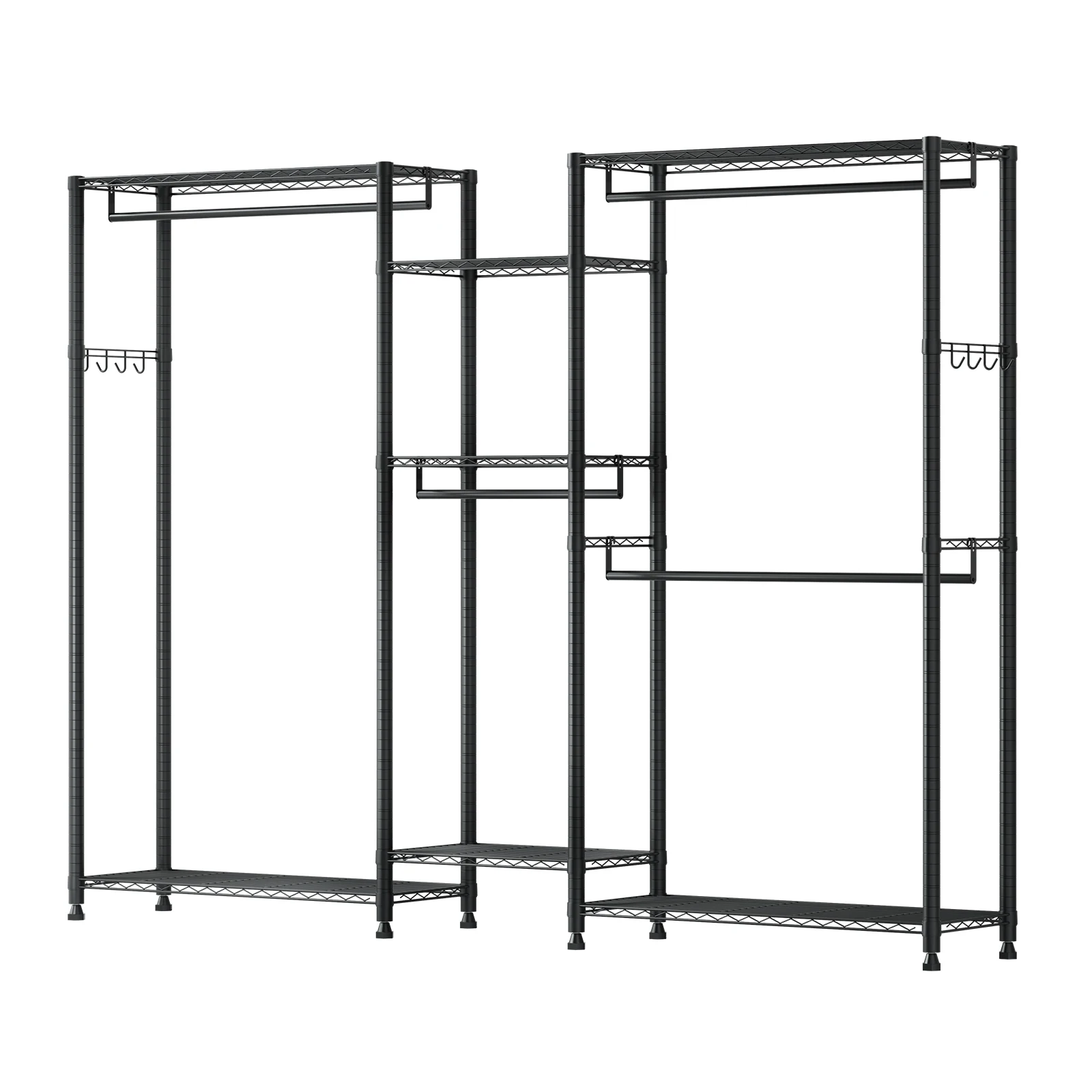 Clothing Garment Rack, 7 Adjustable Tiers Clothes Racks with Steel Frame, 850 lbs Load Capacity Clothes Rack with 4 Hanging Rods for Bedroom, Heavy-Duty Closet Wardrobe, Clothing Store, Hallway