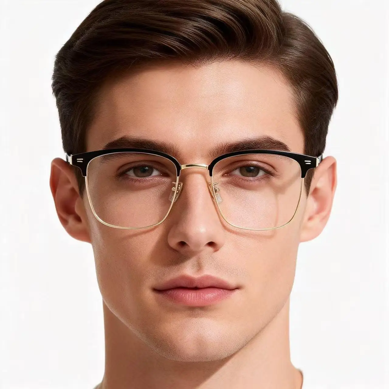 Lightweight Half-rimmed Eyeglass Frame - Men's Business Casual Glasses - Anti-blue Light Driving Car Glasses3312