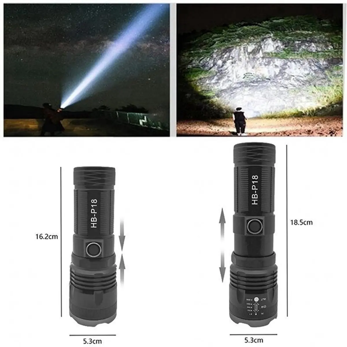 

Carefree- Outdoor Portable Strong Light Led Flashlight Emergency Waterproof Flashlight Zoom Long-Range Flashlight
