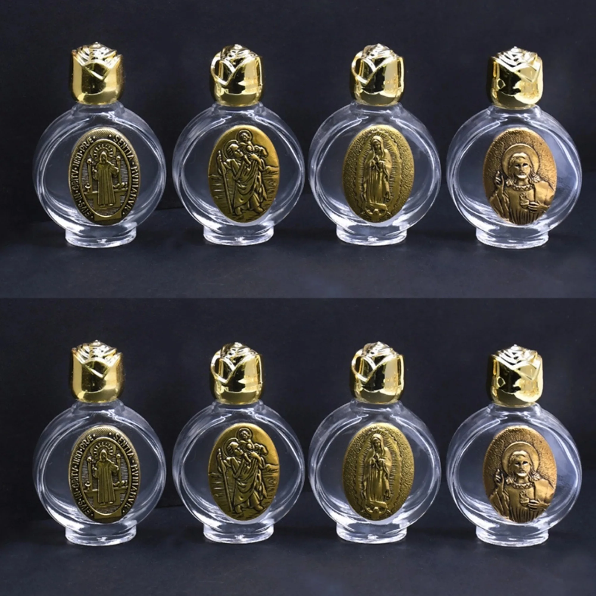 Rose Crystal Glass Empty Holy Water Jesus Bottle Religious Bottle Christian Baptism Supplies Refillable Packaging Empty Bottle