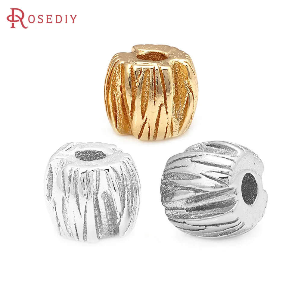 

10PCS 18K Gold Color Brass Wood Spacer Beads Bracelets Beads Jewelry Diy Accessories Making