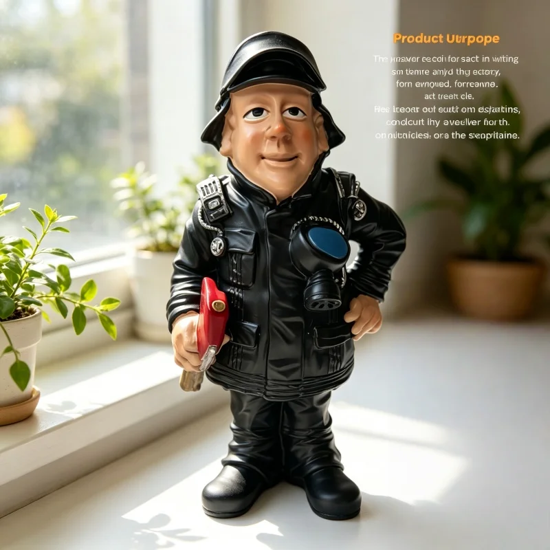 Firefighter Character Statue Ornament, Professional Worker Figure Decor for Home Tabletop Shelf Display