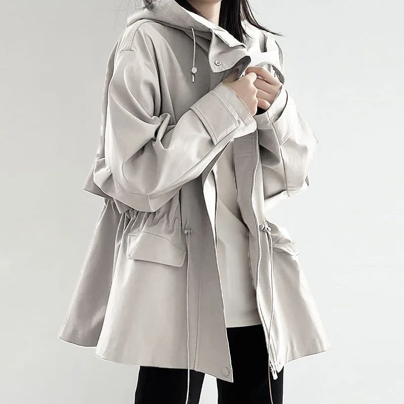 

New Fashion Female Long Trench Coat Spring Autumn Casual Windbreaker Jacket Oversized Women Windproof Hooded Parker Overcoat 4XL