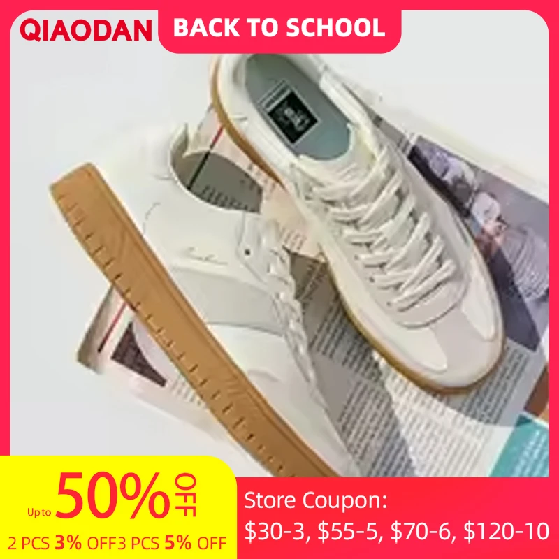 

QIAODAN T-strap Skateboarding Shoes Women Fashion Spliced Matching Set Lightweight Sportwear Couple Sneakers QXL052251530R