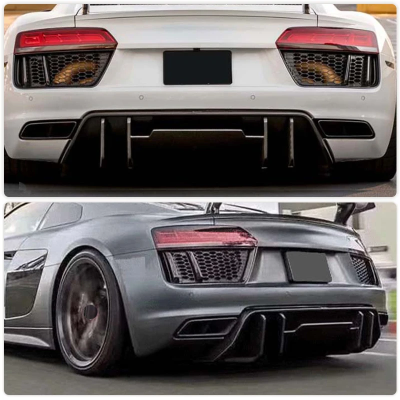 Car Rear Bumper Diffuser Lip Spoiler for Audi R8 Coupe 2-Door 2016-2018 Prepreg Dry Carbon Racing Rear Diffuser Lip Body Kits