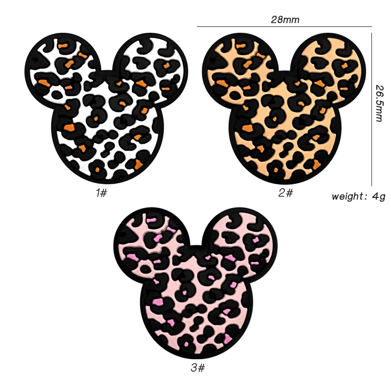 1 Set Silikon Leopardenmuster Mausform Perlen DIY Schnullerkette Nippelhalter Klemmen Handgemachtes Schmuckzubehör – Detail 4