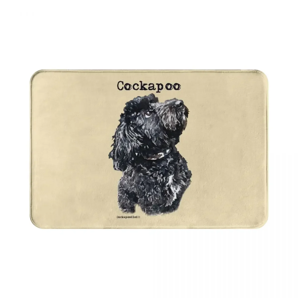 Black Cockapoo Dog Polyester Doormat Rug carpet Mat Footpad Non-slip Water oil proof Entrance Kitchen Bedroom balcony toilet