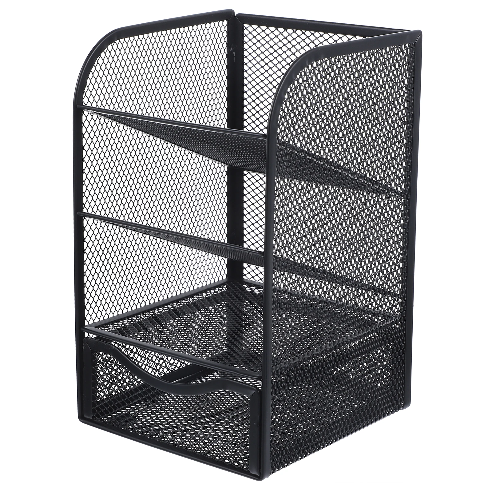 

Sturdy Metal Storage Box Desktop Pen Holder With Drawer Large Desk Pencil Organization Capacity Office Supplies Organizer