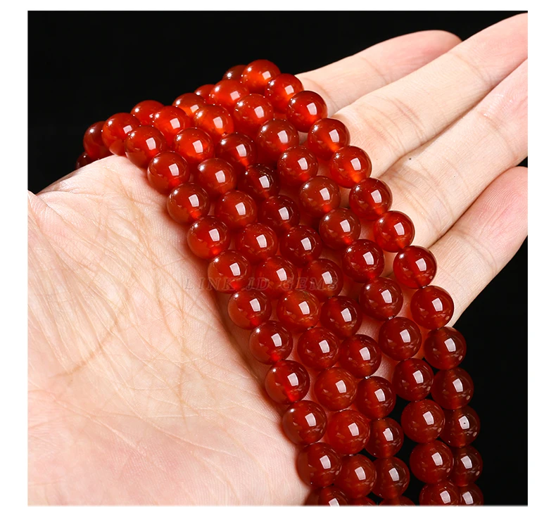 7A Naturstein Rote Achatperle Runde Karneol-Onyx Lose Zwischenperlen für Schmuckherstellung DIY Armbänder Halsketten Zubehör – Detail 6