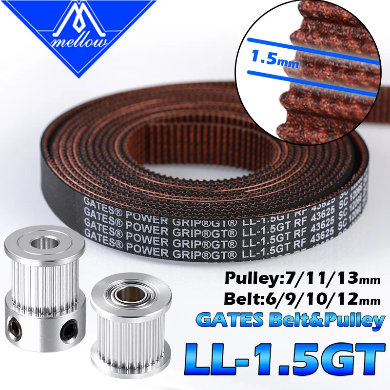 Poulie de distribution Mellow pour imprimante 3D, GATES 1.5GT, poulie tendeur GT1.5 pour courroie de distribution 6MM 9MM 10MM 12MM