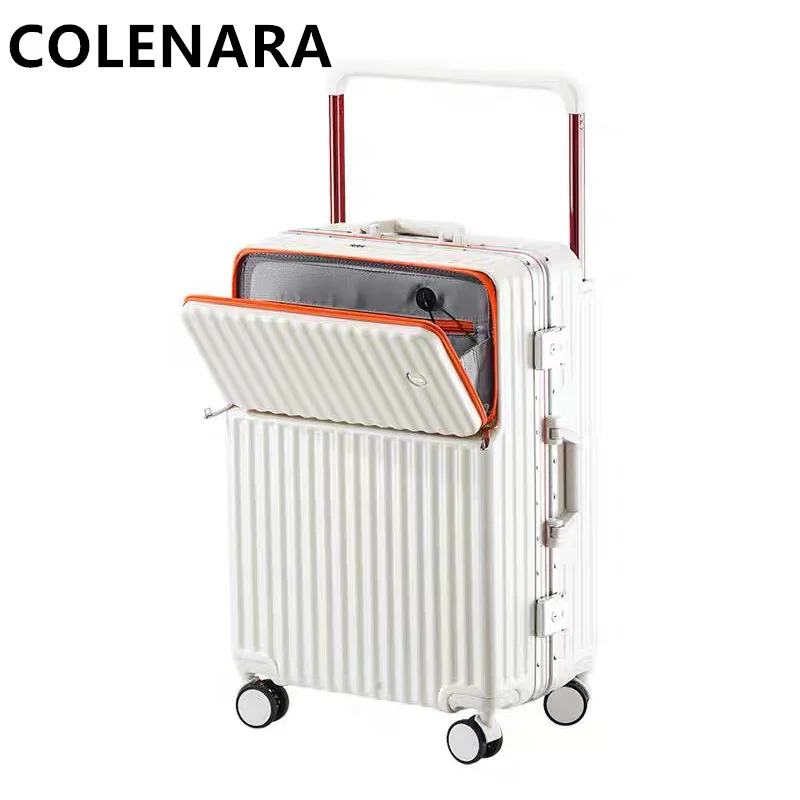 

COLENARA 20"22"24"26 Inch Cabin Suitcase Front Opening Laptop Boarding Case USB Luggage Charging Multifunctional Trolley Case