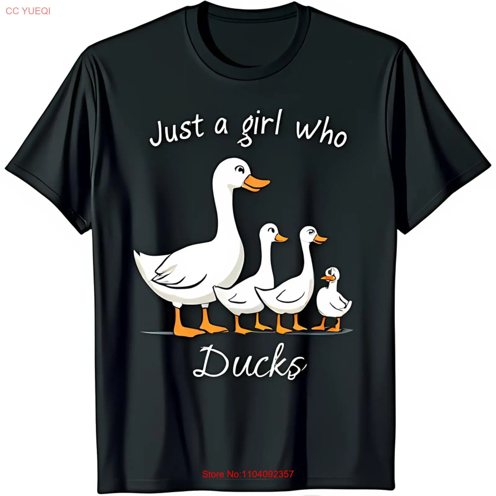 Just a Girl Who Loves Ducks Black T-Shirt with Charming Illustration