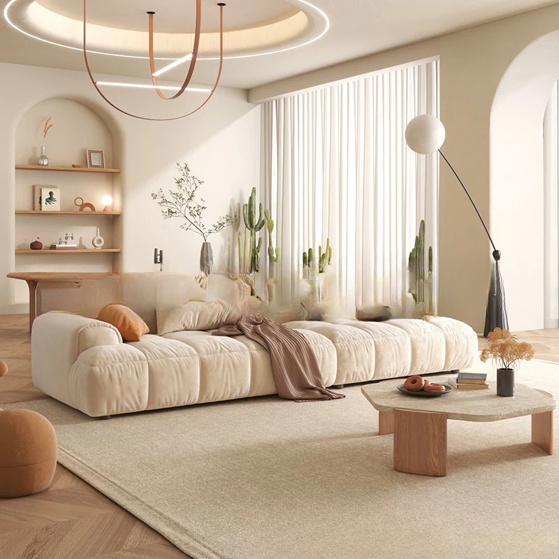 

Italian light luxury modern small apartment living room combination sofa, Nordic technology cloth cloud sofa