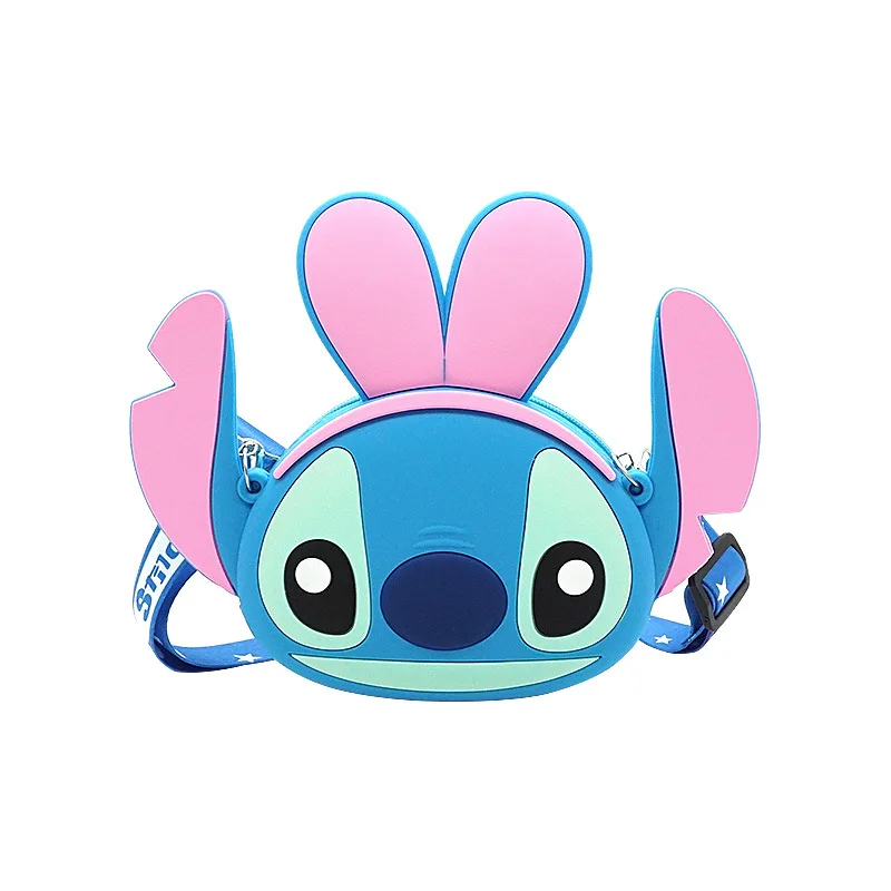 Kawaii Disney Wallet Stitch Silicone Kids Coin Purse Bag Cartoon Fashion Crossbody Bag Headphone Storage Bag Girls Birthday Gift