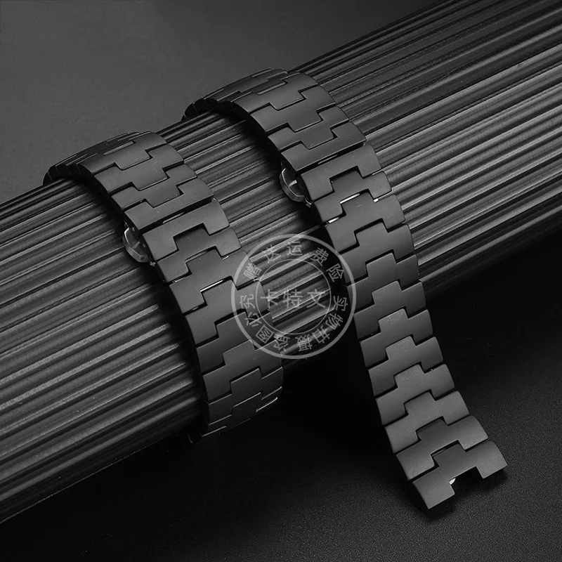 Ceramic watch strap for Panerai PAM441 438 series Frosted ceramics black 24mm watchband bracelet refined steel folding buckle