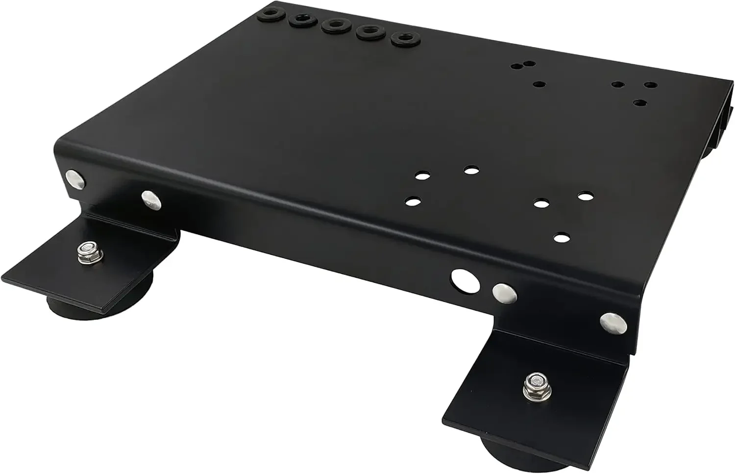 Pressure Washer Skid Plate Frame, Black Painted Steel with Rubber Feet, 10” x 16” Deck Size (Steel)