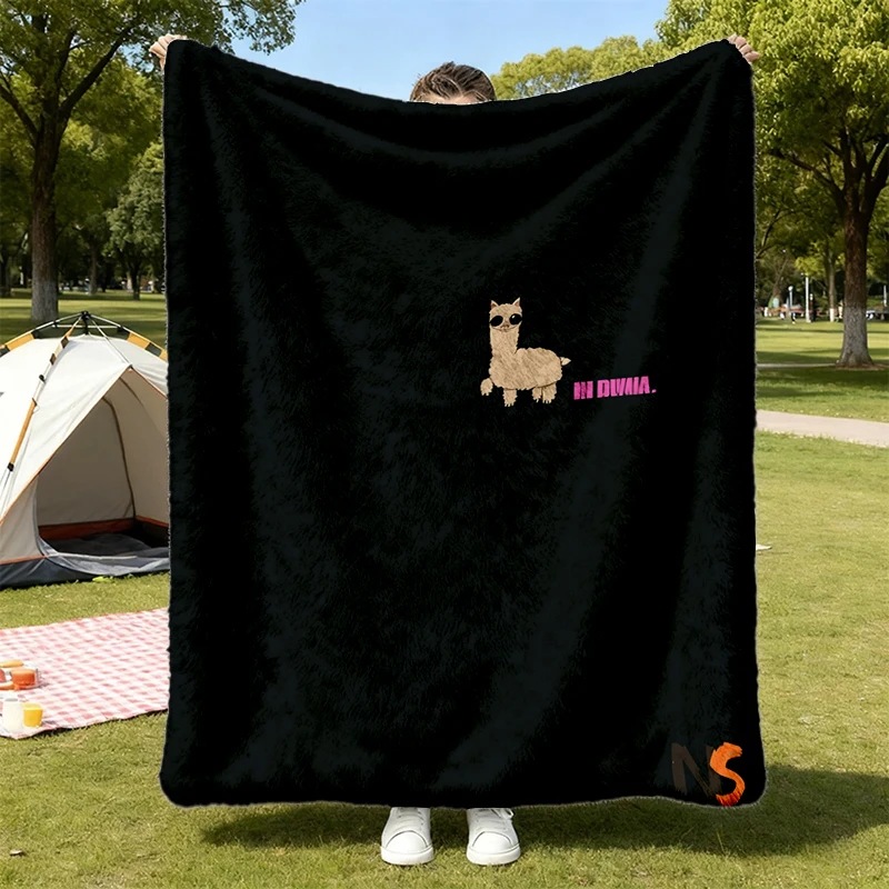 Alpaca No Drama Vintage Flannel Blanket, Retro Llama Lover Flannel Throw, Funny Cozy Blanket