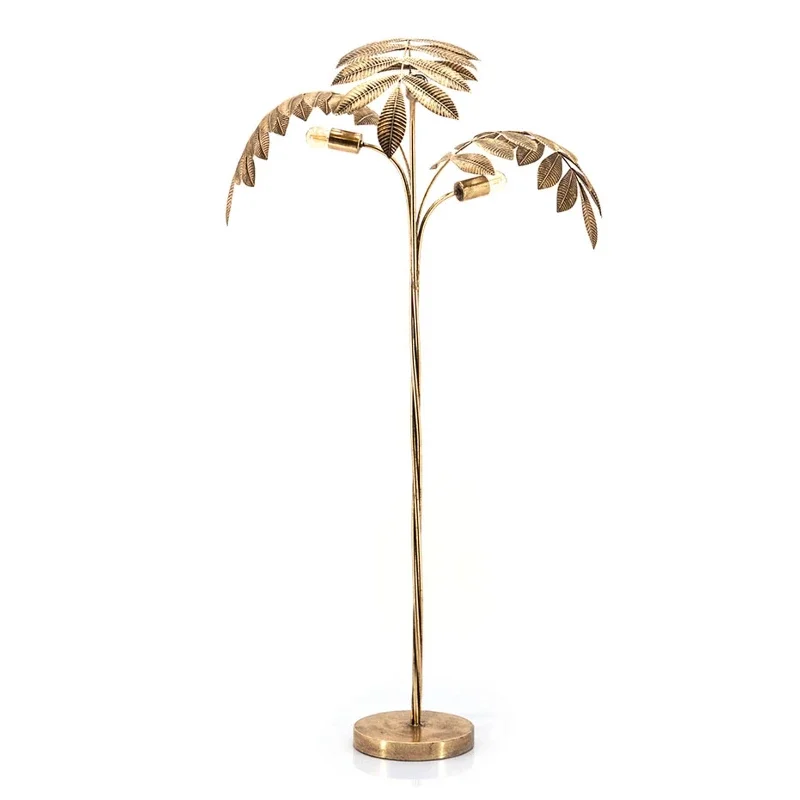 

American personalized retro brown tung leaf living room floor lamp