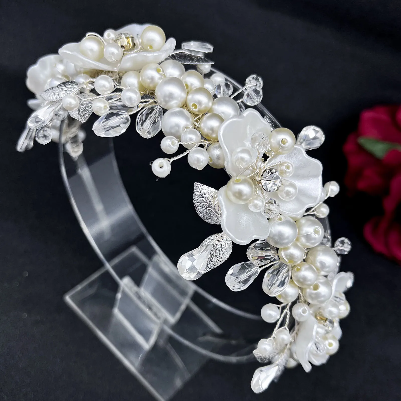 DZ237 Flower Wedding Headband Elegant Pearls Bride Headpiece Woman Headwear Bridal Hair Jewelry Alloy Leaves Party Tiara