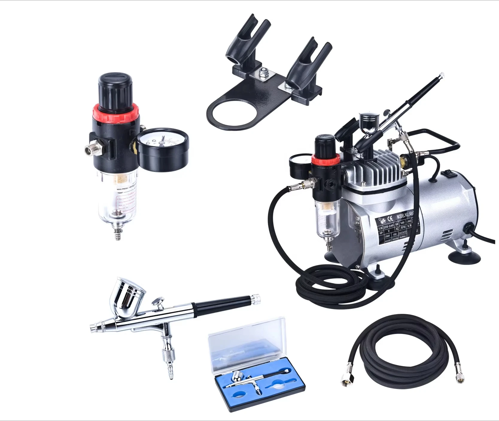 

Best Selling Factory Airbrush Kit Compressor Dual Action Control Gravity Feed for Nail Art Cake Decoration Paint