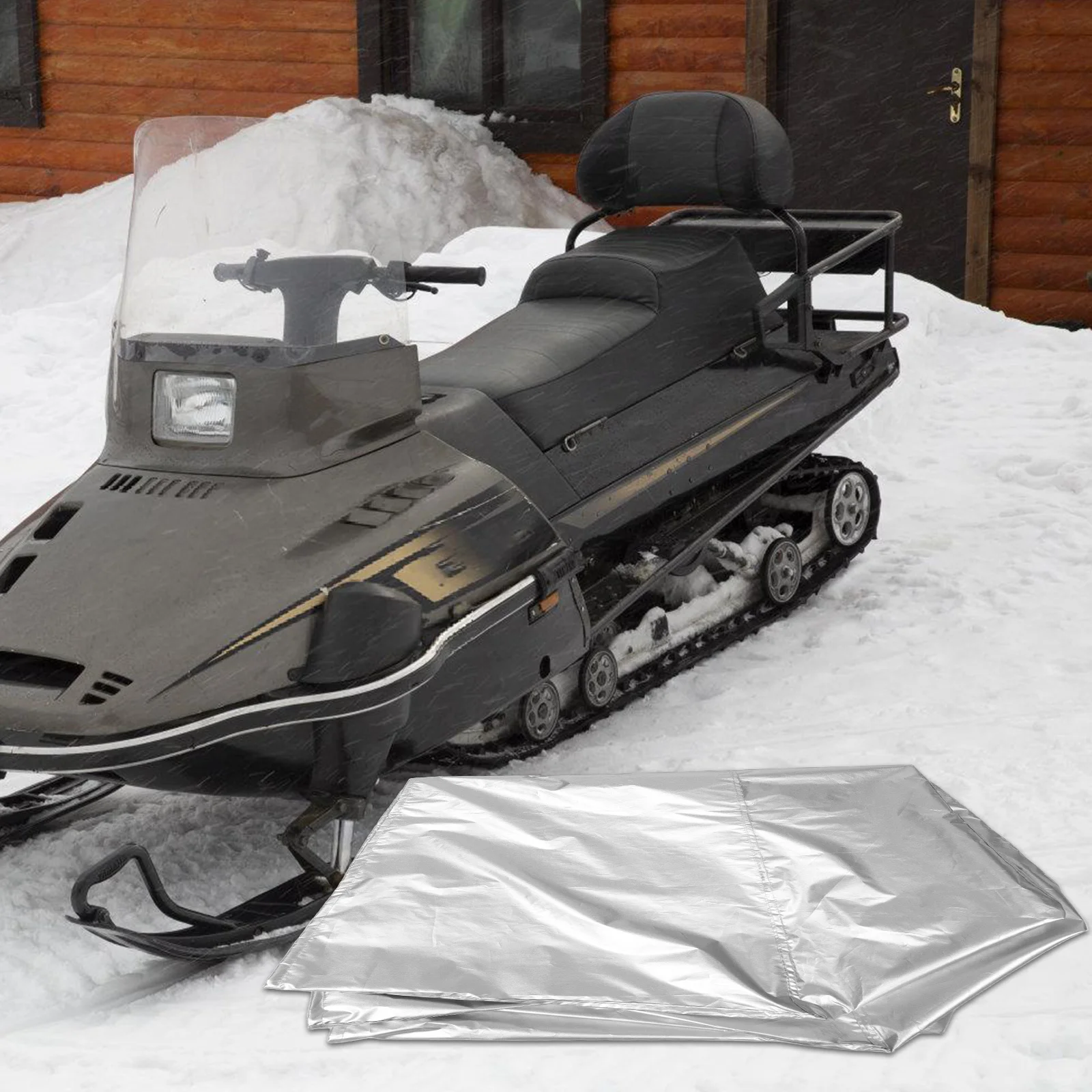 

Universal Snowmobile Heavy Duty Waterproof Cover Sled Protector Silver Trailer Vent Cover Ice Fishing Gear Winter Outdoor