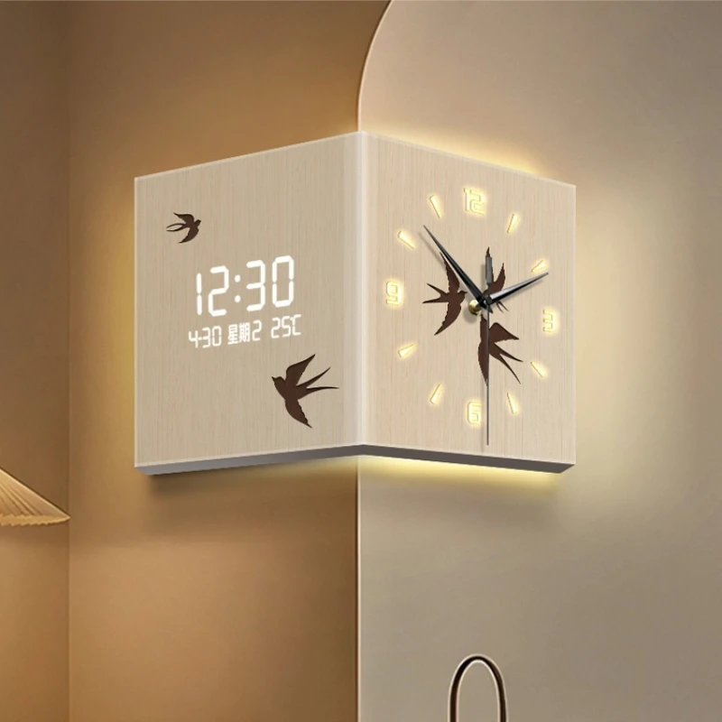 living room double-sided wall clock retro noiseless interior art mural clock Large Bedroom zegary ścienne duze home decoration