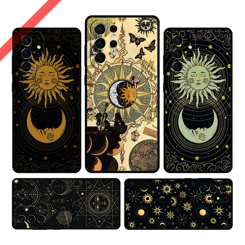 Suns Moons Clouds Astrological Phone Case For Samsung S20 FE S21 S10 S23 Plus S24 S22 Ultra Coque Note20 Note10 S9 S8 Cover