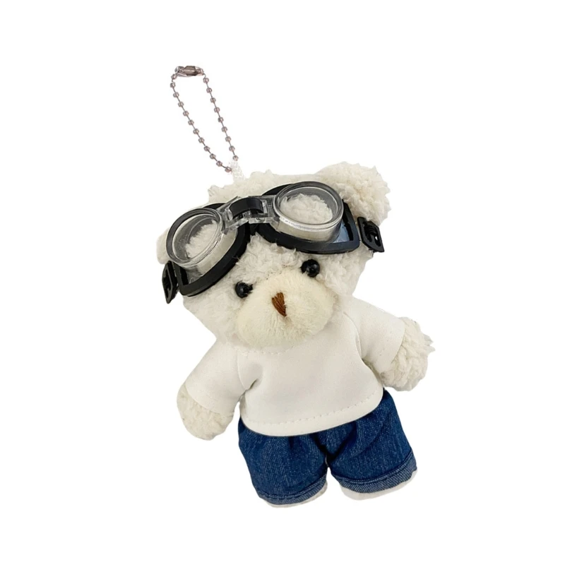 Lovely Bear Sturdy Plush Keychain Charm With Goggles Soft Comfortable Materials Accessory for All Ages Use