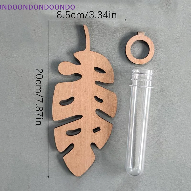 Elegant Wooden Monstera Wall Planter with Test Tube Vase Perfect for Hydroponic Home
