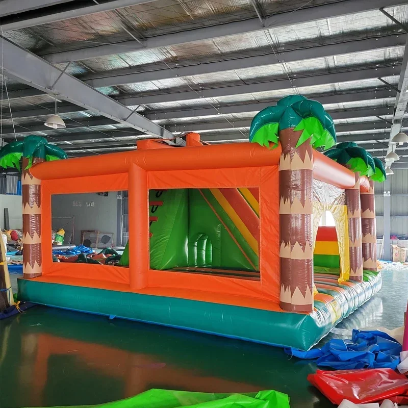 Inflatable jump with slide, free boat to harbor, forest, trampoline house, inflatable bouncer castle