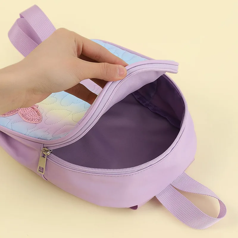 Polyester lightweight student schoolbag, cute butterfly contrasting color heart patchwork, cute backpack for girls