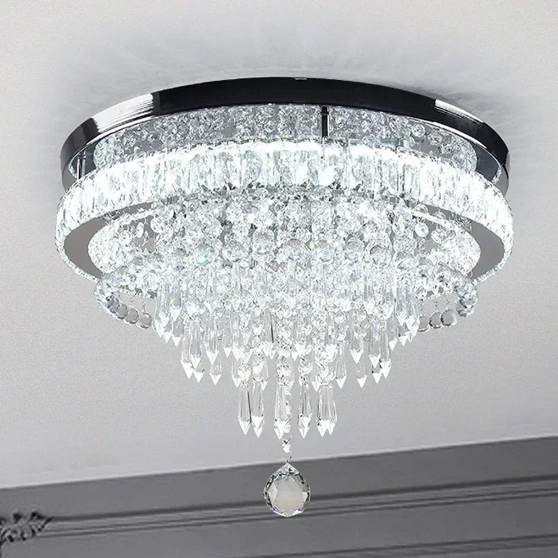 Cross Border Modern Minimalist Circular Crystal Chandelier Living Room Restaurant Corridor High-end Home Decor Lighting Fixtures