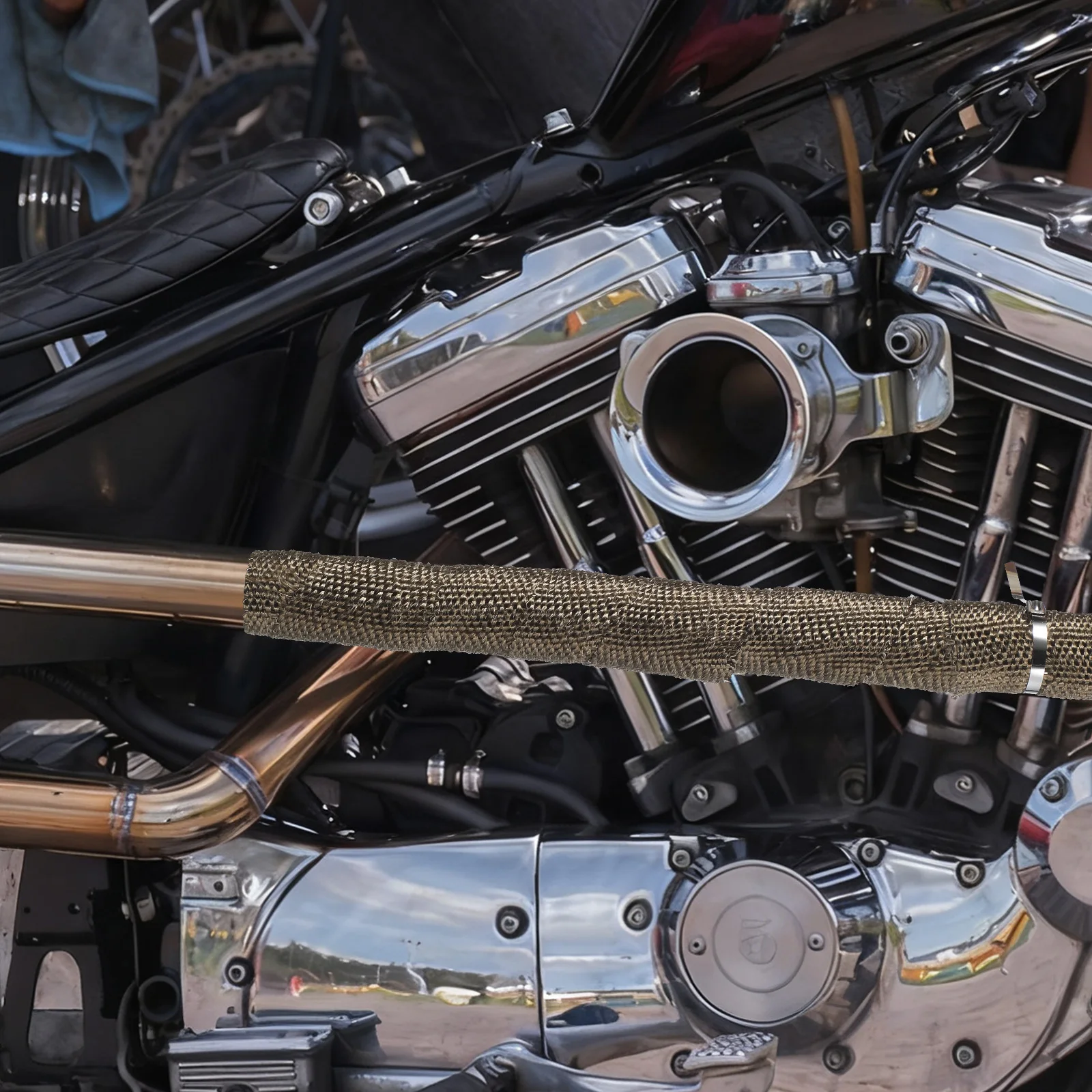 

6pcs 10M 1.5Mm 50Mm Titanium Exhaust Wrap Roll Heat Resistant Fiberglass For Motorcycle Engine Protection High Temp